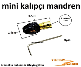 MİNİ KALIPÇI MANDREN SAPLI ALYANLI MİNİ BOY MANDIREN TAŞLAMA MATKAP KAFASI