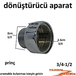 METAL ÇEVİRİCİ PRİNÇ 1/2-3/4 BANYO BATARYASI ADAPTÖRÜ DÖNÜŞTÜRÜCÜ