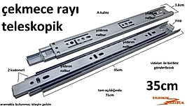 ÇEKMECE RAYI TELESKOPİK 35 CM UZAYAN RAY GÖZ