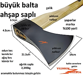 BÜYÜK BOY BALTA ODUNCU KURBAN BALTASI KEMİK KIRMA AĞAÇ KESME KÖMÜR KIRMA