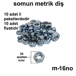CİVATA SOMUNU M16 KALİTE VİDA SOMUNU BÜYÜK 10 ADET FİYAT DUBLE BOY