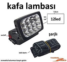 KAFA FENERİ 12 LED 7.5x5.5CM DİKDÖRTGEN MODEL LAMBA KAFA LAMBASI GECE LAMBASI ŞARJLI ÇOKLU IŞIK