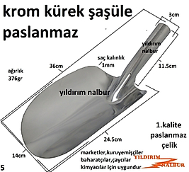 ŞAŞULA GIDA KÜREĞİ KROM ÇELİK BÜYÜK BOY ŞAŞÜLE ÇAYCI KÜREĞİ