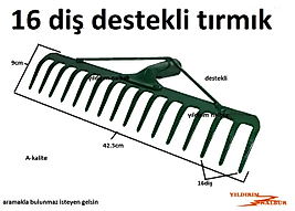 TIRMIK DESTEKLİ KALİTELİ 16 DİŞ BAHÇE TIRMIĞI TOPRAK TARAMA TIRMIK YAPRAK TOPLAMA
