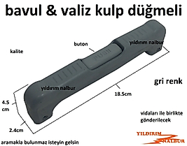 VALİZ DÜĞMELİ ÇEKME KOLU GRİ RENKLİ ORTA BOY BAVUL KULP 18.5CM KALİTE
