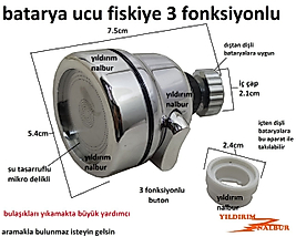 MUTFAK BATARYA UCU 3 FOKSİYON KROM KAPLAMA OYNAR DUŞ PERLATÖR FİLTRELİ TASARRUFLU MİKRO DELİK