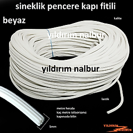 SİNEKLİK FİTİLİ BEYAZ RENK PİMAPEN SİNEK PENCERE KAPI FİTİLİ 5MM LASTİK SİYAH