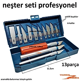 NEŞTER BIÇAK SETİ 13PARÇA EKONOMİK FİYAT KESKİN NEŞTER FALÇATA HOBİ JİLET SET