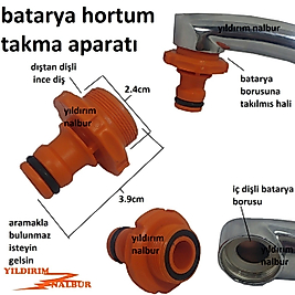 BATARYA HORTUM BAĞLAMA APARATI DIŞ DİŞ MUSLUK HORTUM TAKMA UCU