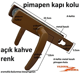PİMAPEN KAPI KOLU AÇIK KAHVE RENK METAL KASA DIŞ KAPI KOLU PLASTİK DOĞRAMA KOLU