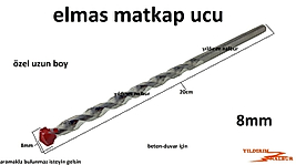 ELMAS MATKAP UCU 8MM BETON DELME UZUN BOY DUVAR DELME