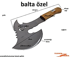 KAMP BALTASI ÖZEL YAPIM AY YILDIZLI ÇELİK BALTA AHŞAP SAPLI