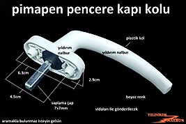 PİMAPEN PENCERE KAPI KOLU PLASTİK BEYAZ RENK PVC PENCERE KOLU