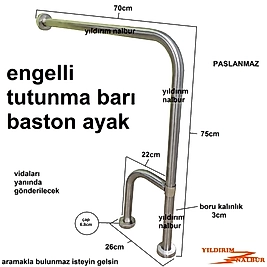 ENGELLİ TUTUNMA BARI 75CM EKONOMİK FİYAT BASTON AYAK BANYO TUTAMAK YAŞLI TUTUNMA BARI SAĞLAM YERDEN DUVAR