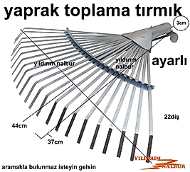 YAPRAK TOPLAMA APARATI AYARLI TIRMIK METAL 22 DİŞ BAHÇE TIRMIK KALİTE
