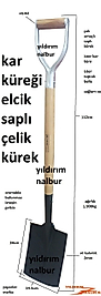 KAR KÜREĞİ AHŞAP SAPLI ELCİKLİ YAPARLAR TOPRAK BEL KÜREĞİ SAĞLAM ÇELİK