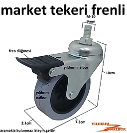 SEHPA TEKERLEĞİ FRENLİ 70LİK MASA TEKERLEĞİ MARKET TEKERLEĞİ VİDALI CİVATA BAŞ TEKER SAPLAMALI