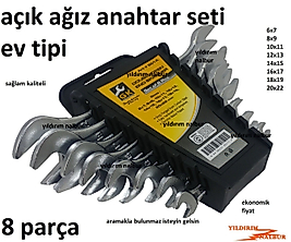 AÇIK AĞIZ ANAHTAR SETİ 8 PARÇA 6-22 EV TİPİ ANAHTAR TAKIMI