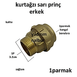 KURTAĞZI 1P ERKEK KANGAL BORU BAĞLANTI ELEMANI KURT AĞZI SARI
