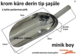 ŞAŞÜLE GIDA KÜREĞİ DERİN TİP 20CM KROM ÇELİK MİNİ BOY ÇİÇEK BAHARAT