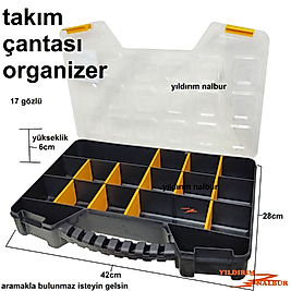 TAKIM ÇANTASI ORGANİZER 17 GÖZ VİDA KUTUSU ŞEFFAF KAPAK DUBLE