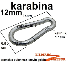 KARABİNA METAL 12MM SALINCAK KANCASI ÇANTA TOKASI DUBLE BOY