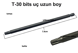 BİTS UÇ T-30 7.5CM T30 MATKAP UCU TORK ALTI 6 KÖŞE UZUN