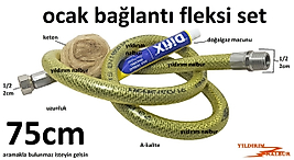 DOĞALGAZ OCAK FLEKSİ 75 CM HEDİYELİ GAZ HORTUMU YARIM PARMAK