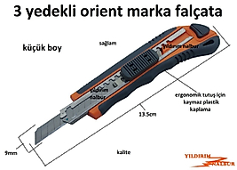 FALÇATA KÜÇÜK 3 YEDEKLİ MAKET BIÇAĞI KAYMAZ SAP NEŞTER