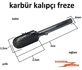 KARBÜR KALIPÇI FREZE 1.2CM KALIPÇI TORNA UCU TAŞLAMA