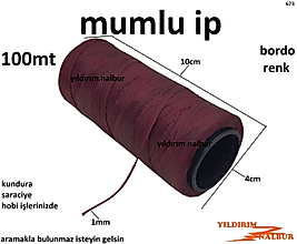 MUMLU İP 100MT BORDO RENK ÇANTA İPİ HOBİ TİPİ