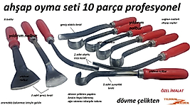 PROFESYONEL DÖVME ÇELİK AHŞAP OYMA SETİ 10 PARÇA İSKARPİLE TAKIMI HOBİ SET AĞAÇ YONTMA SET 1.KALİTE