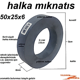 MIKNATIS HALKA SİYAH 50X25X6 YUVARLAK MIKLATIS KALİTE 5CM