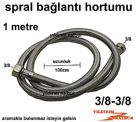SPRAL BAĞLANTI 100 CM 3/8-3/8 BAĞLANTI SPRALİ ÇELİK HORTUM ÇELİK SPRAL UZUN