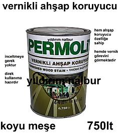 VERNİKLİ AHŞAP KORUYUCU KOYU MEŞE RENK VERNİK 0.75LT VERNİKLİ