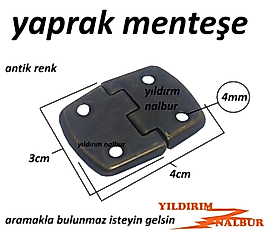 YAPRAK MENTEŞE ANTİK RENK 3X4 ESKİTME KUTU MENTEŞE HOBİ MENTEŞE KÜP TAVLA MENTEŞE