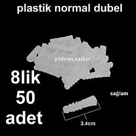 PLASTİK DUBEL 8LİK 50 ADET BETON DUBELİ ÇAKMA DUBEL