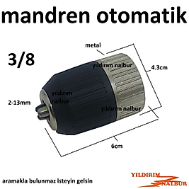 MATKAP MANDRENİ ELLE SIKMA METAL 3/8 OTOMATİK MANDIREN MATKAP KAFASI MANUEL KÜÇÜK BOY KAFA