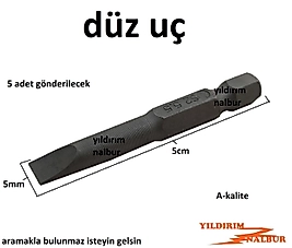 5 ADET BİTS DÜZ UÇ TORNAVİDA UÇLU MODEL TORNAVİDA UCU ŞARJLI MATKAP UCU