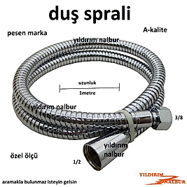 DUŞ SPRALİ ÖZEL EBAT ÖLÇÜ 100CM DUŞ HORTUMU TAHARATMATİK BORUSU KISA DUŞ SPRALİ