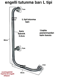 ENGELLİ TUTUNMA BARI L TİPİ DUVARA YAŞLI TUTAMAK 1 KALİTE