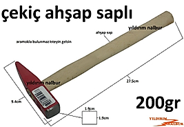 ÇEKİÇ SAPLI 200 GR ÇİVİ ÇEKİCİ KÜÇÜK ÇEKİC