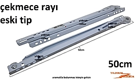 ÇEKMECE RAYI ESKİ TİP BEYAZ 50 CM MAKARALI ÇEKMECE SÜRGÜSÜ TEKERLİ