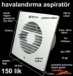 WC ASPİRATÖR 150 LİK HAVALANDIRMA 20W BANYO WC HAVALANDIRMA MOTOR ÇEMBERLİ