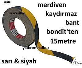 MERDİVEN KAYDIRMAZ BANT 15 MT SARI SİYAH KALİTELİ