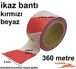 İKAZ BANTI 360 METRE KIRMIZI BEYAZ UYARI BANTI BÜYÜK BOY