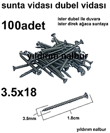 SUNTA VİDASI 100 ADET 3,5X18 AHŞAP VİADASI KISA