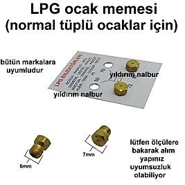 LPG OCAK MEMESİ ENJEKTÖR 4LÜ SET BÜTÜN MARKALARA GÖRE UYGUN DOĞALGAZ