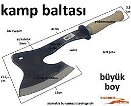 KAMP BALTASI ÖZEL YAPIM BÜYÜK BOY SAFARİ BALTA AHŞAP SAP SERT ÇELİK ODUN KESME TAHTA KIRMA BALTA