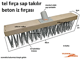 BETON İZ FIRÇASI TEL FIRÇA 40CM SAP TAKILIR SERT FIRÇA YER FIRÇASI